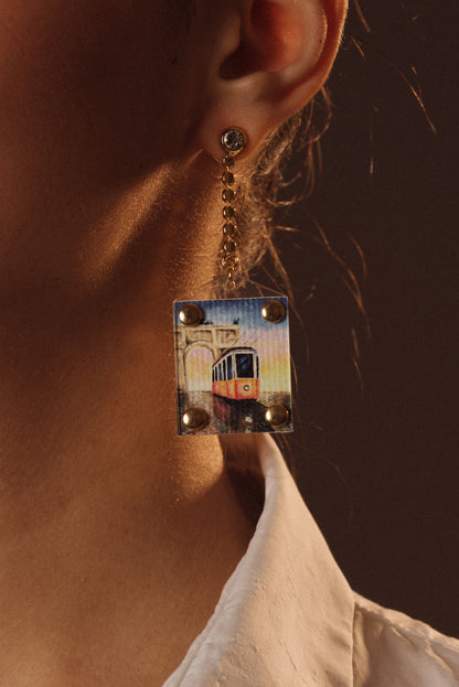 Orecchini cartolina tram
